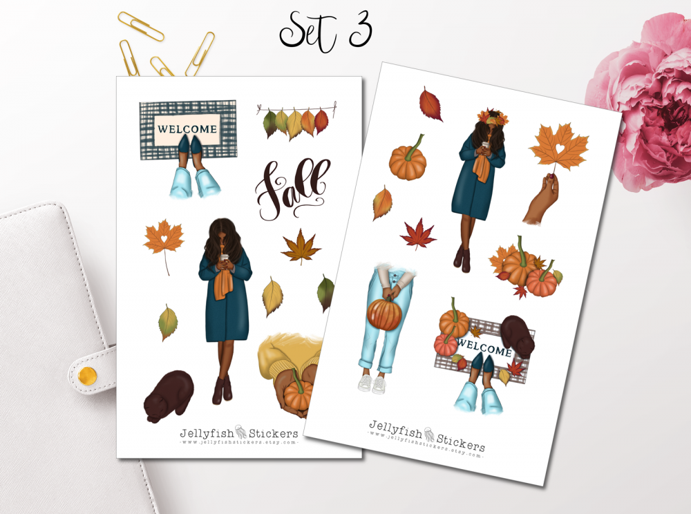 Autumn Girl Sticker Set